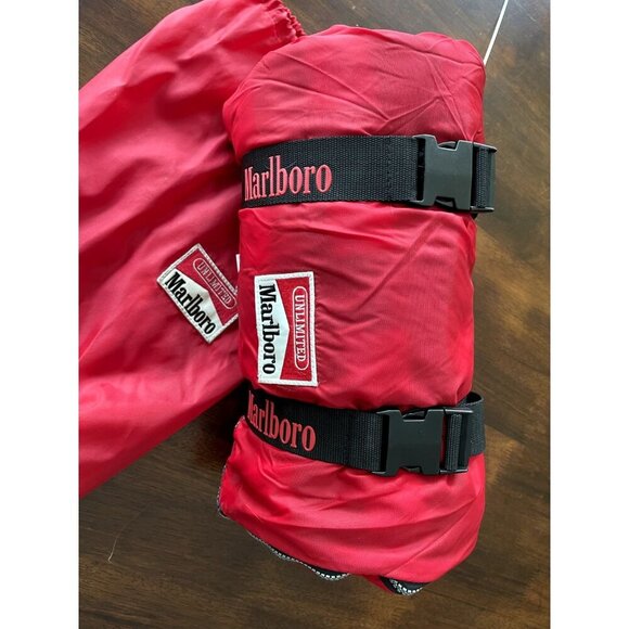 Vntg Marlboro Unlimited Sleeping Bag Adult Fleece Lined & Carrying Zip Packable - Picture 5 of 7